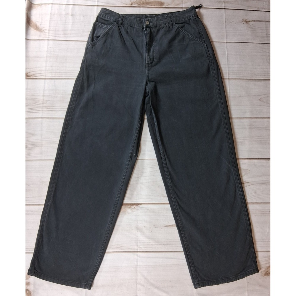 ASOS Design High Waisted Barrel Leg Jeans Women's US10 UK14 Black Cotton Denim